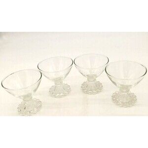 Anchor Hocking Boopie Berwick 4 Clear Glass 3.5" Footed Sherbert Fruit Dishes